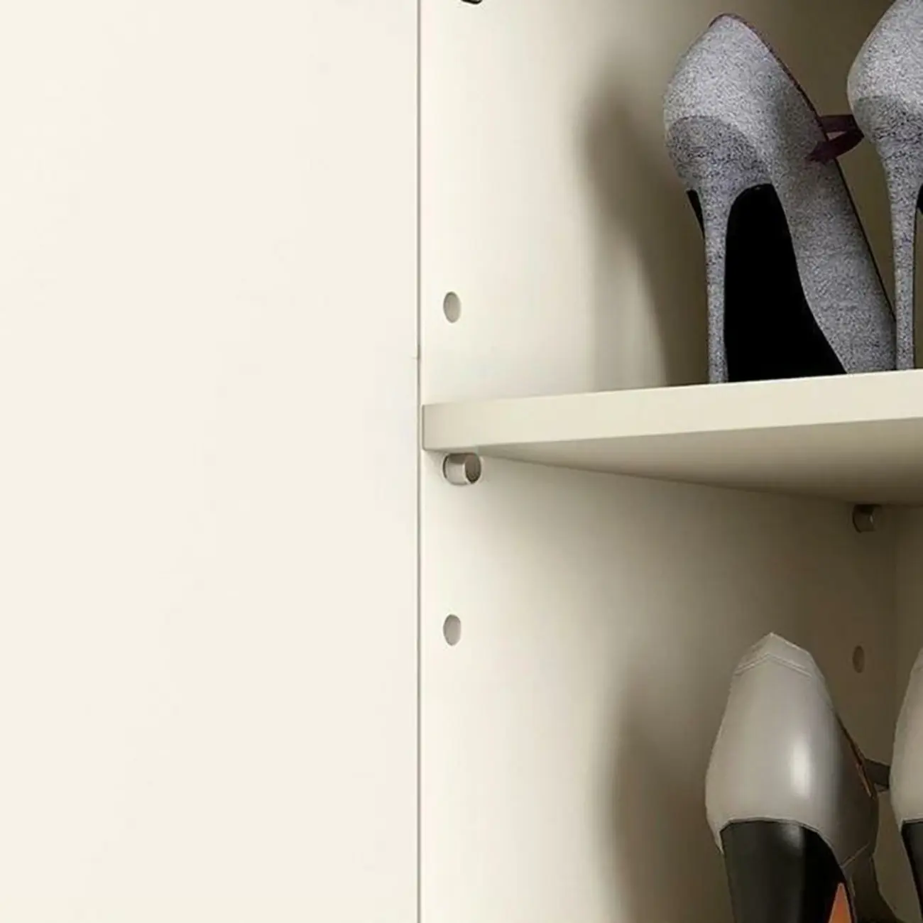 Entryway White Wooden Fluted Front Shoe Cabinet Image - 11 | homeyfad