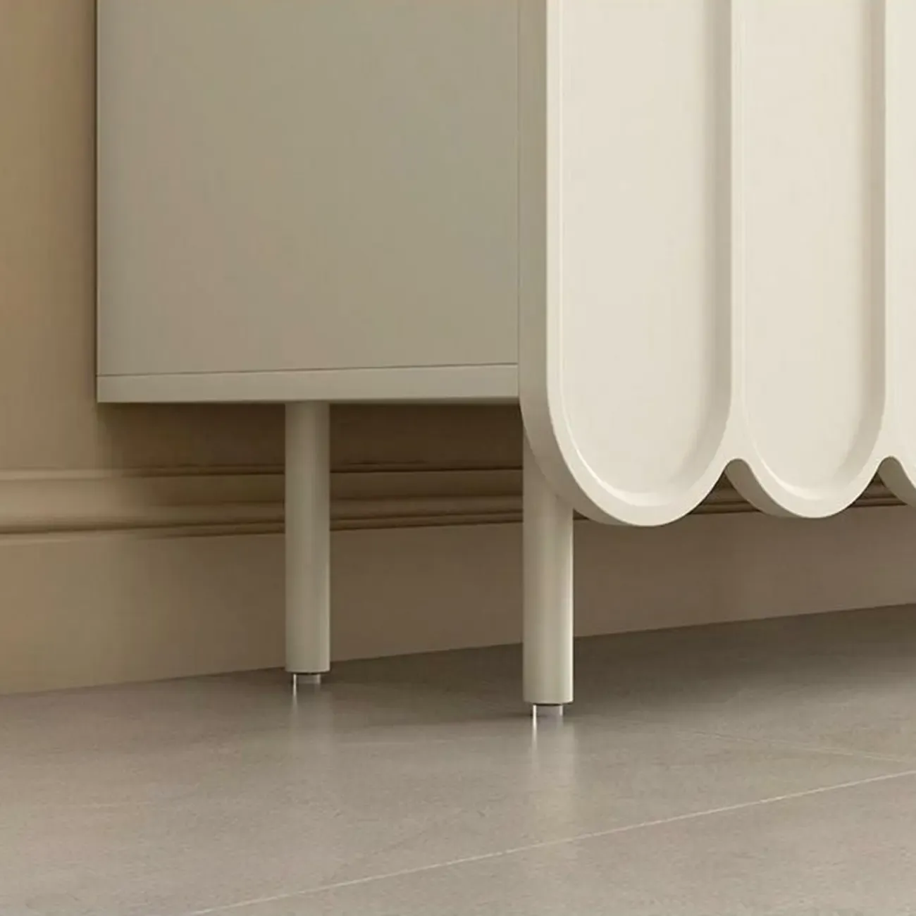 Entryway White Wooden Fluted Front Shoe Cabinet Image - 12