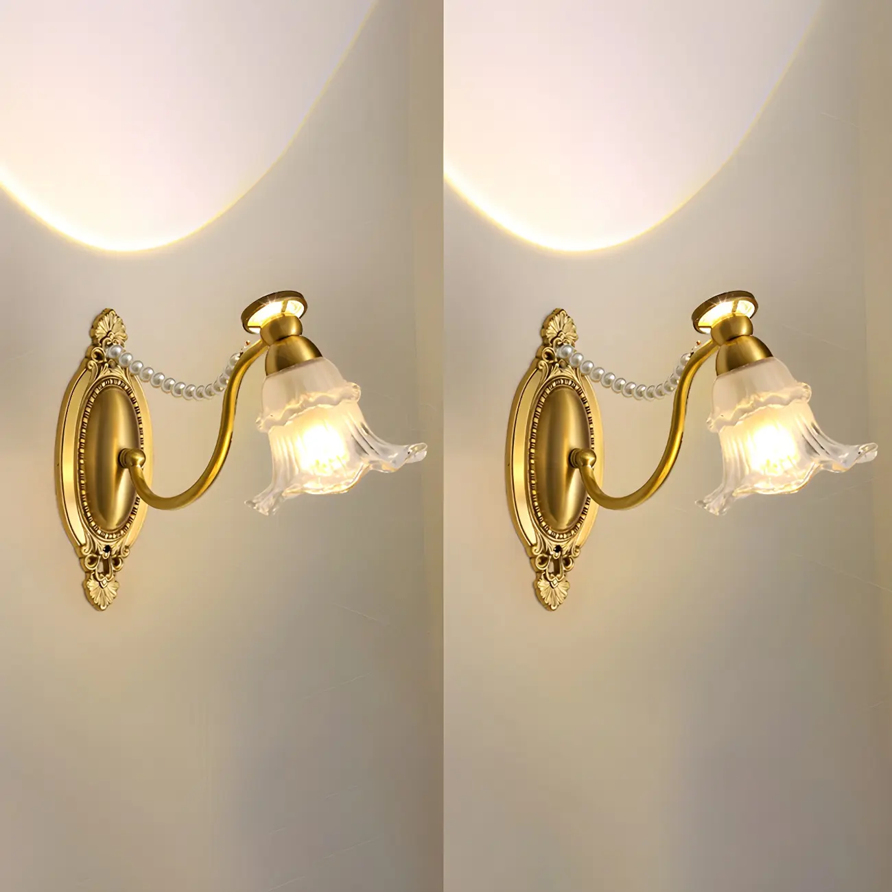 Hardwired Modern Floral Glass LED Wall Sconce with 2-Light | homeyfad