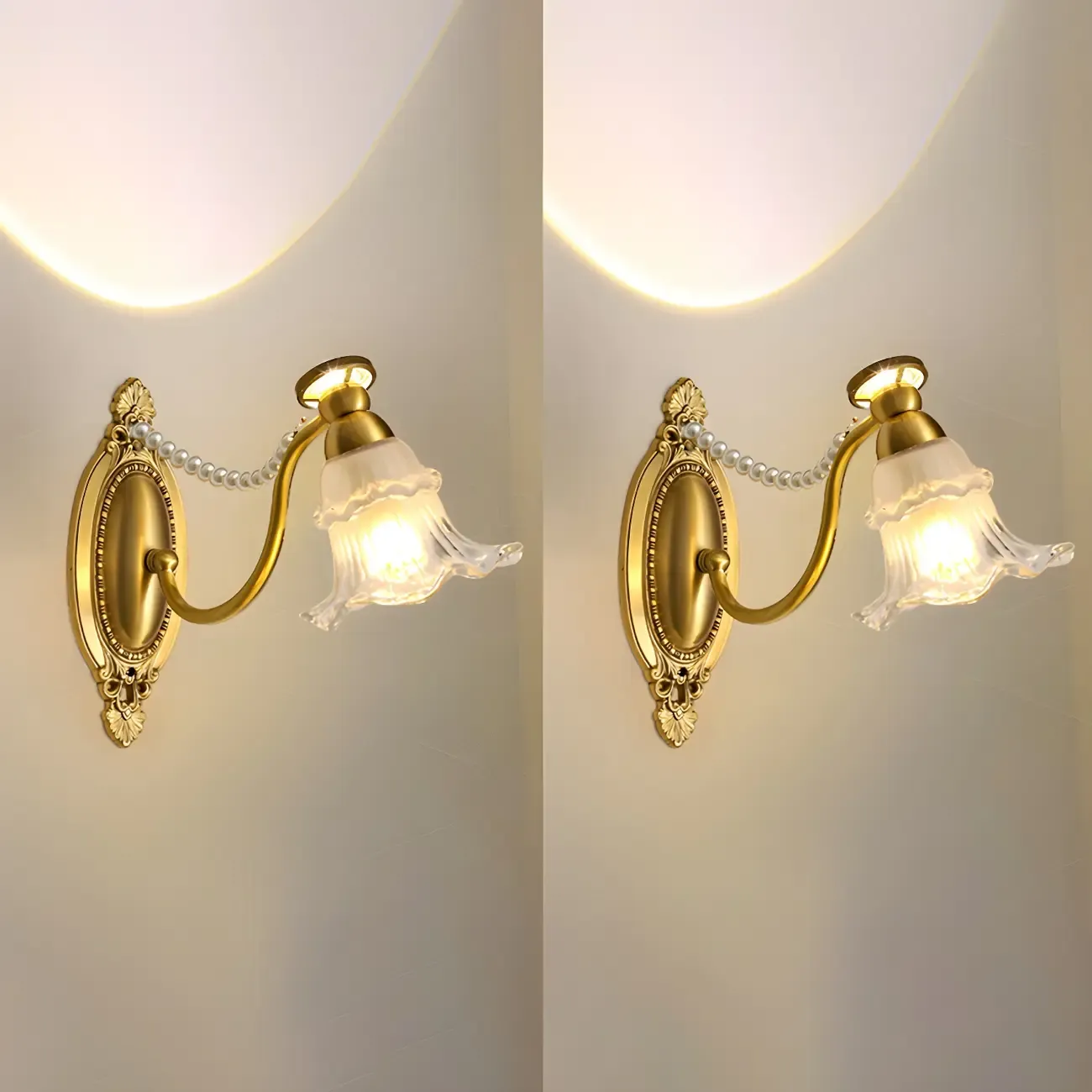 Hardwired Modern Floral Glass LED Wall Sconce with 2-Light