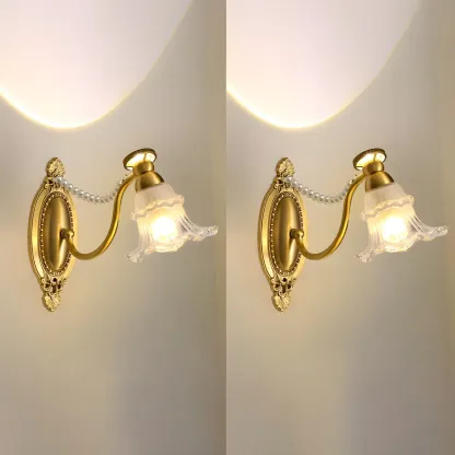 Hardwired Modern Floral Glass LED Wall Sconce with 2-Light