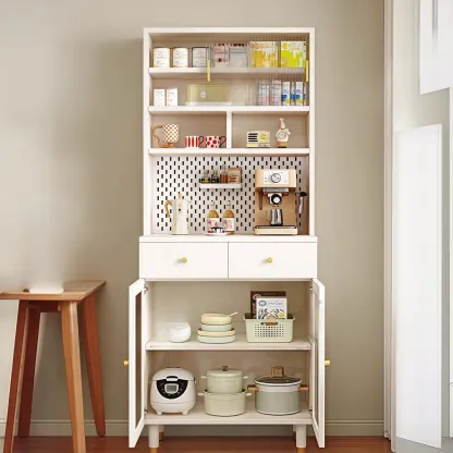 Freestanding Wooden Open Display Buffet Cabinet with Drawer Image - 5