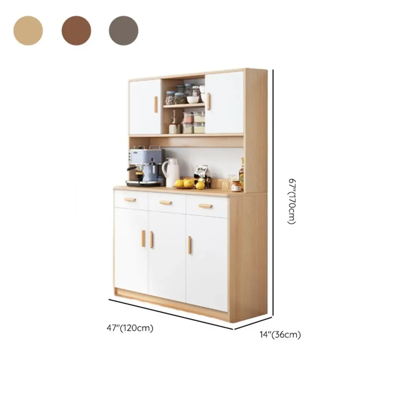 Large Wooden Glass Display Storage Adjustable Buffet Cabinet Image - 25