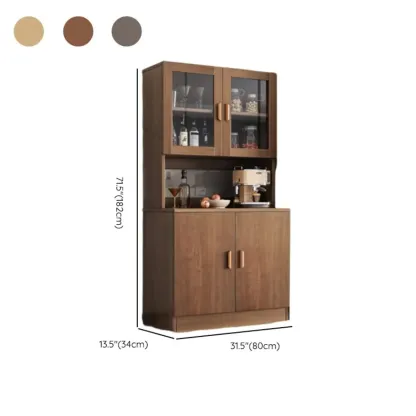 Large Wooden Glass Display Storage Adjustable Buffet Cabinet Image - 27