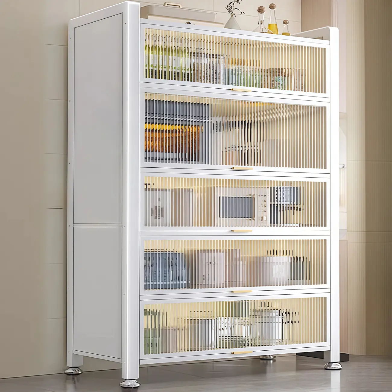 Simple Modern Metal Multi-Cabinet Lift-Up Door Sideboard Image - 1 | homeyfad