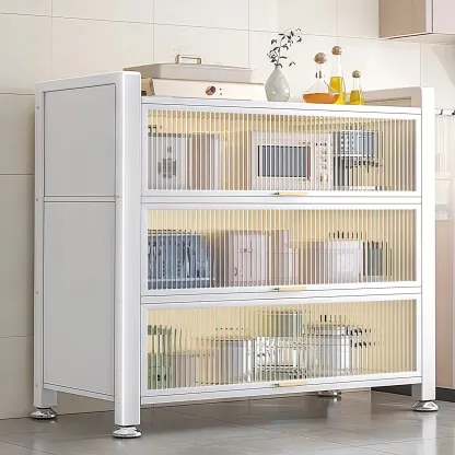 Simple Modern Metal Multi-Cabinet Lift-Up Door Sideboard Image - 14