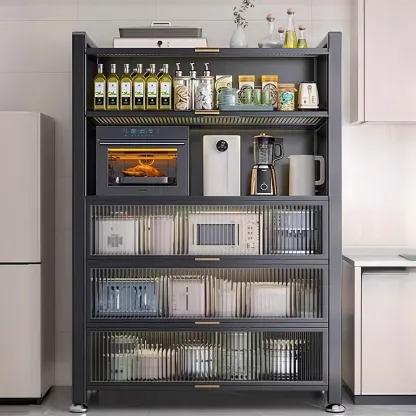 Simple Modern Metal Multi-Cabinet Lift-Up Door Sideboard Image - 15