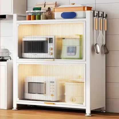 Narrow Steel Multi-Shelf Lift-Up Door Buffet Cabinet Image - 5