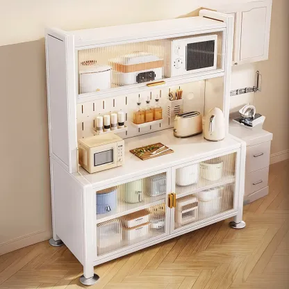 Simple Metal Pegboard Organization Sideboard with Glass Door Image - 1