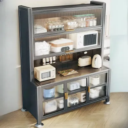 Simple Metal Pegboard Organization Sideboard with Glass Door Image - 4