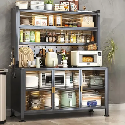 Simple Metal Pegboard Organization Sideboard with Glass Door Image - 5