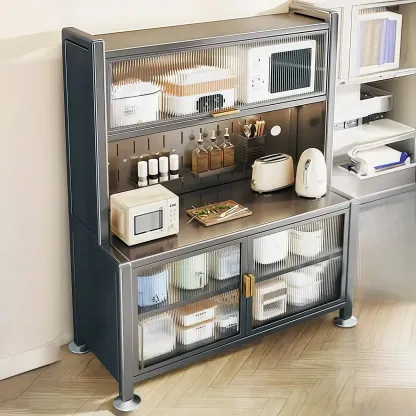 Simple Metal Pegboard Organization Sideboard with Glass Door Image - 6