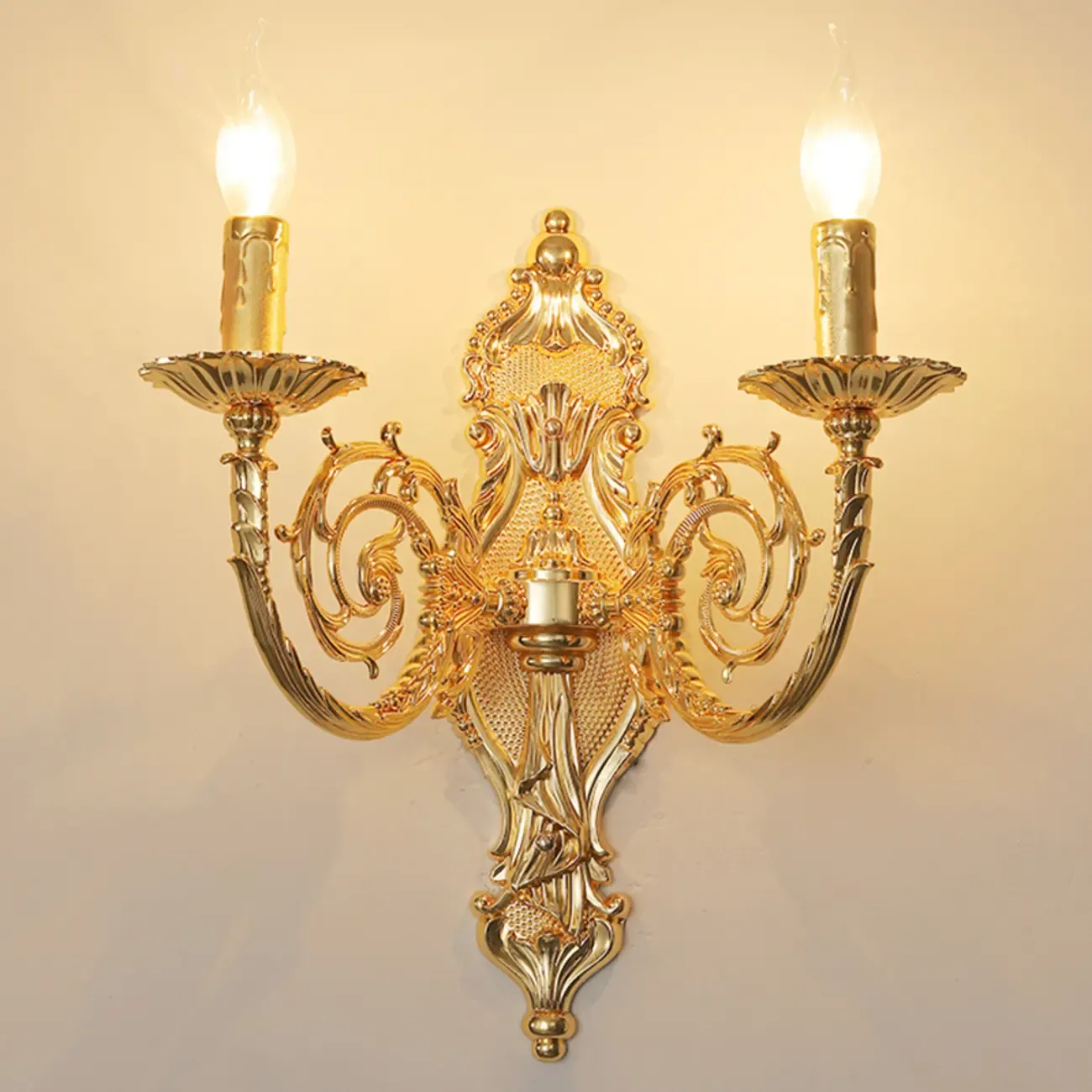 Vintage Brass Candle 2-Light Wall Light Sconce for Indoor