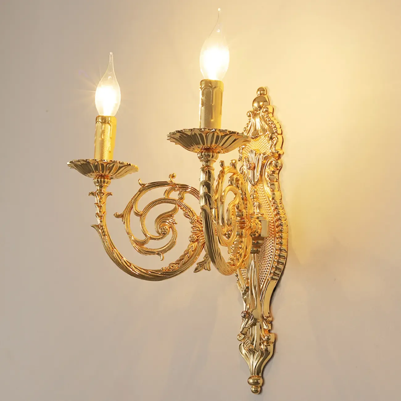 Vintage Brass Candle 2-Light Wall Light Sconce for Indoor