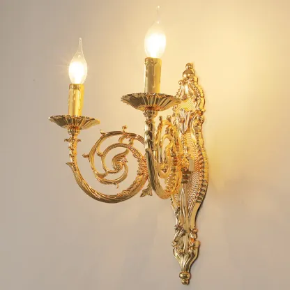 Vintage Brass Candle 2-Light Wall Light Sconce for Indoor