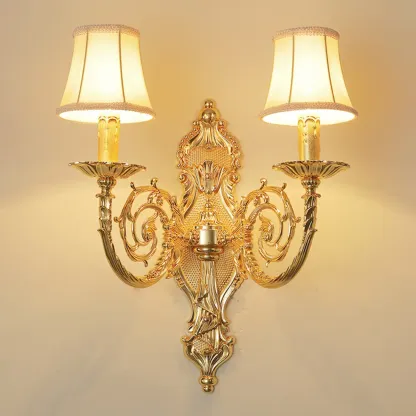 Vintage Brass Candle 2-Light Wall Light Sconce for Indoor