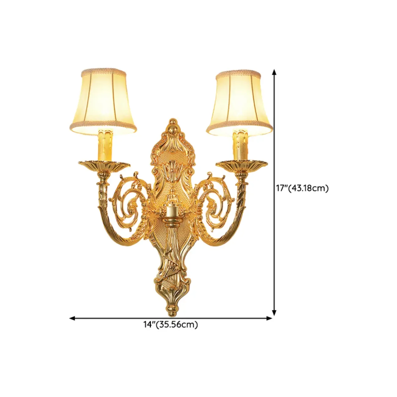 Vintage Brass Candle 2-Light Wall Light Sconce for Indoor