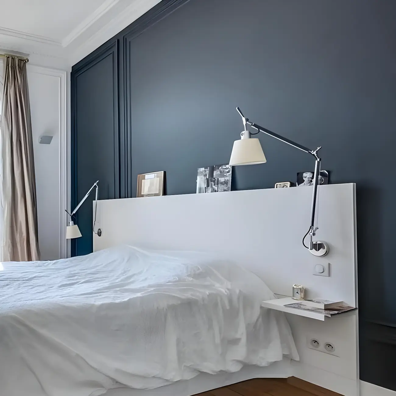 Industrial Silver Swing Arm Wall Light with White Fabric Shade Image - 2 | homeyfad