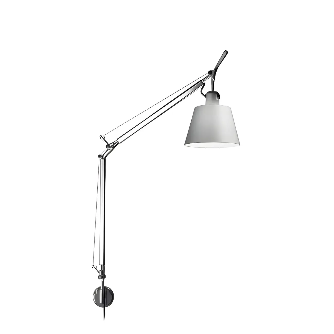 Industrial Silver Swing Arm Wall Light with White Fabric Shade Image - 8 | homeyfad