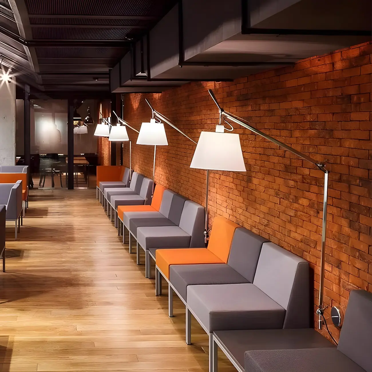 Industrial Silver Swing Arm Wall Light with White Fabric Shade Image - 5 | homeyfad