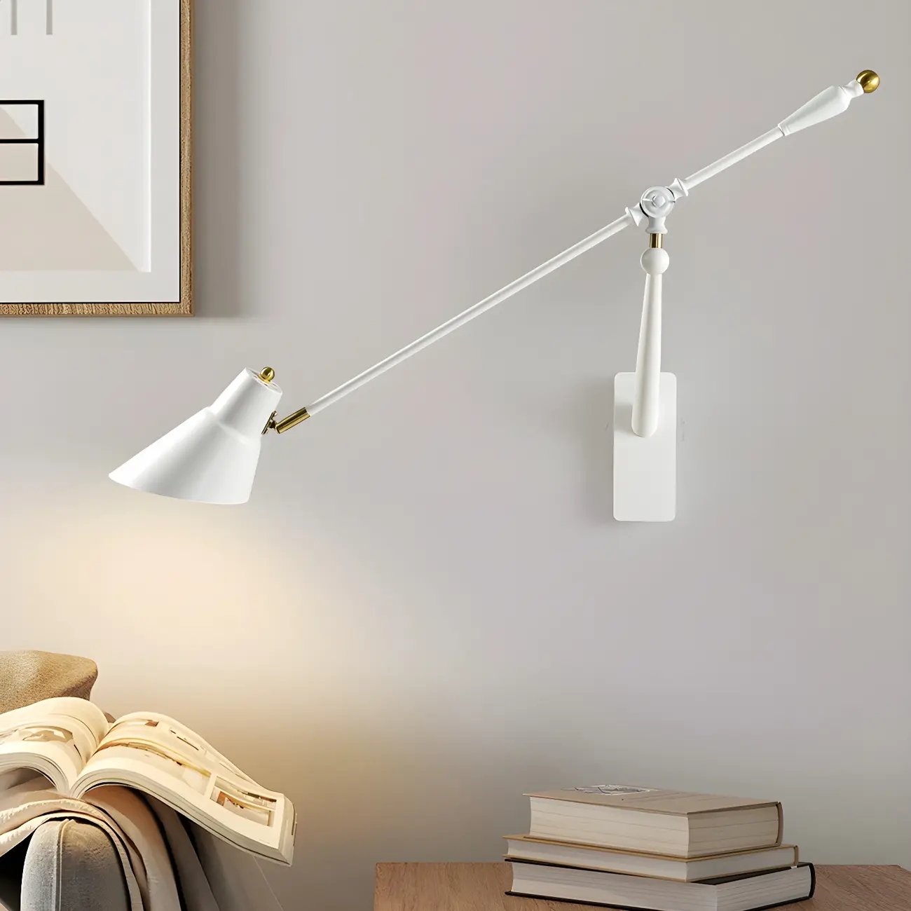 Geometric Metal Adjustable Swing Arm Wall Light Image - 3 | homeyfad