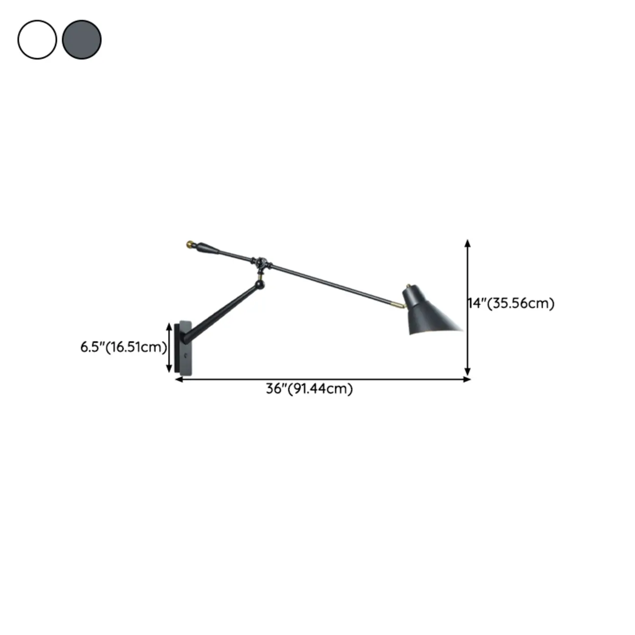 Geometric Metal Adjustable Swing Arm Wall Light #size