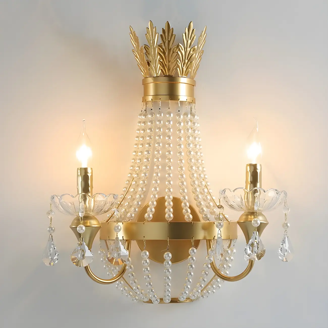 Vintage Gold Wall Sconce with Crystal and LED Light Image - 7 | homeyfad