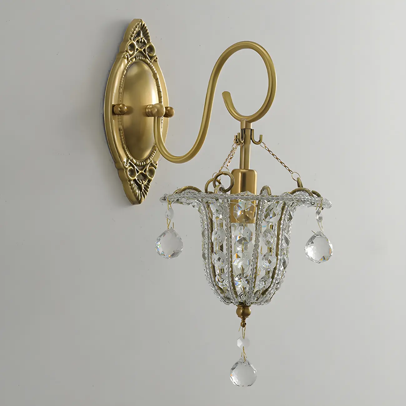 Vintage Gold Wall Sconce with Crystal and LED Light Image - 12 | homeyfad