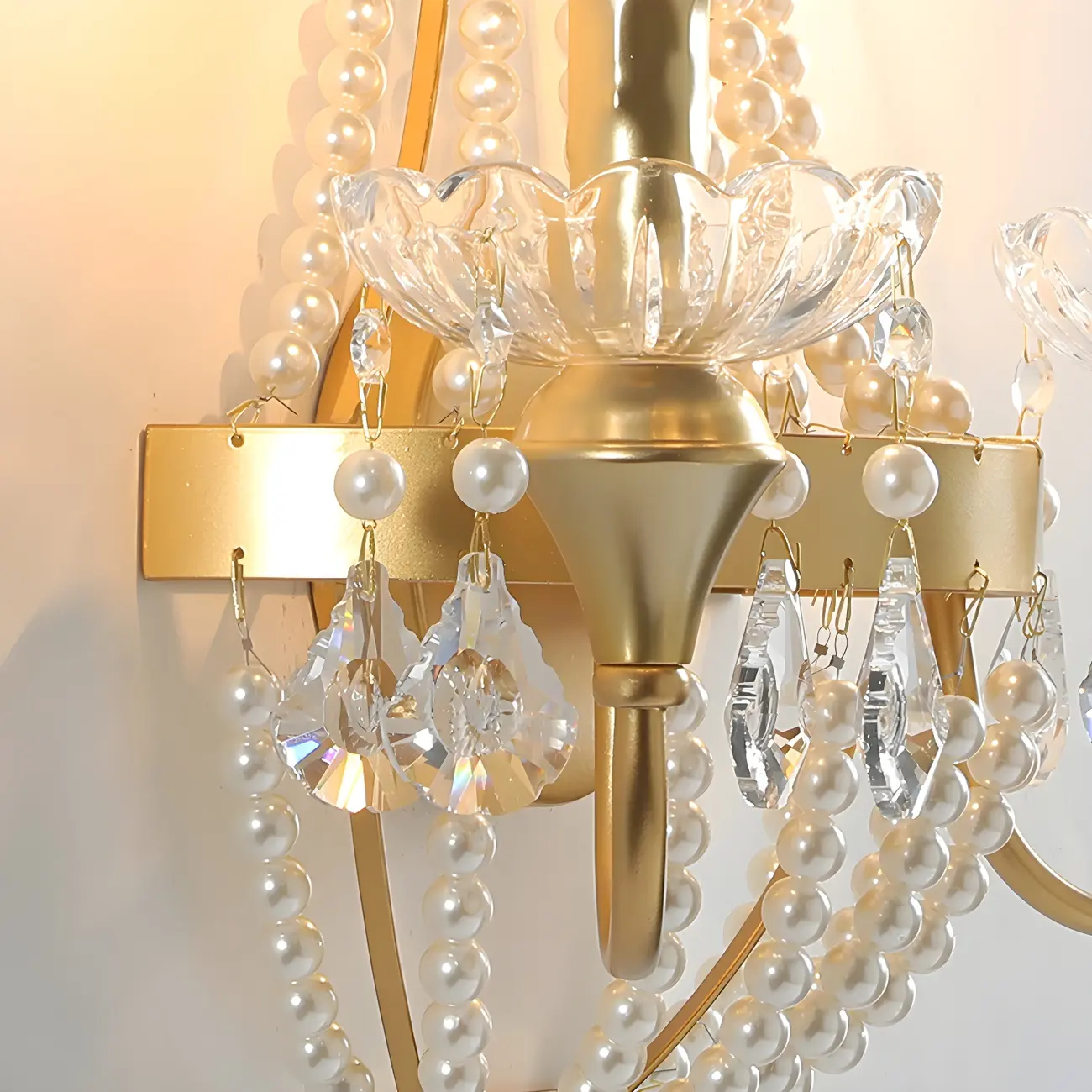 Vintage Gold Wall Sconce with Crystal and LED Light Image - 10 | homeyfad