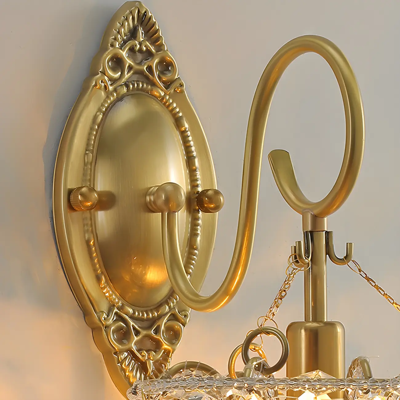 Vintage Gold Wall Sconce with Crystal and LED Light Image - 11 | homeyfad