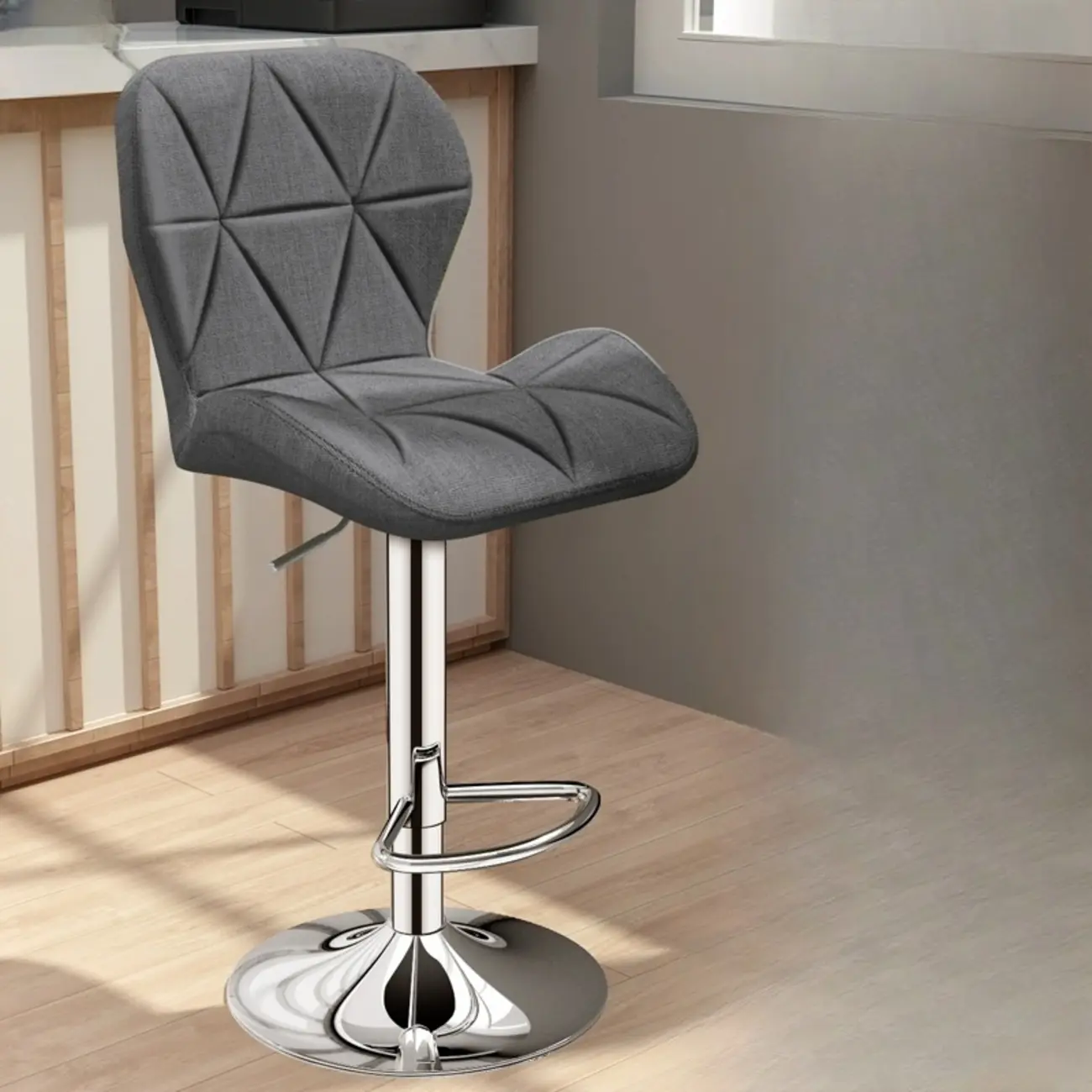 Square Adjustable Swivel Leather Bar Stools with Back Image - 11 | homeyfad