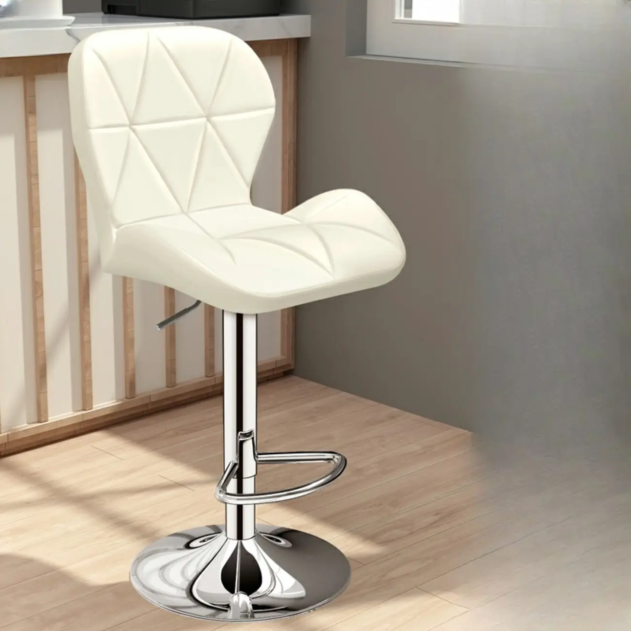 Square Adjustable Swivel Leather Bar Stools with Back Image - 15 | homeyfad