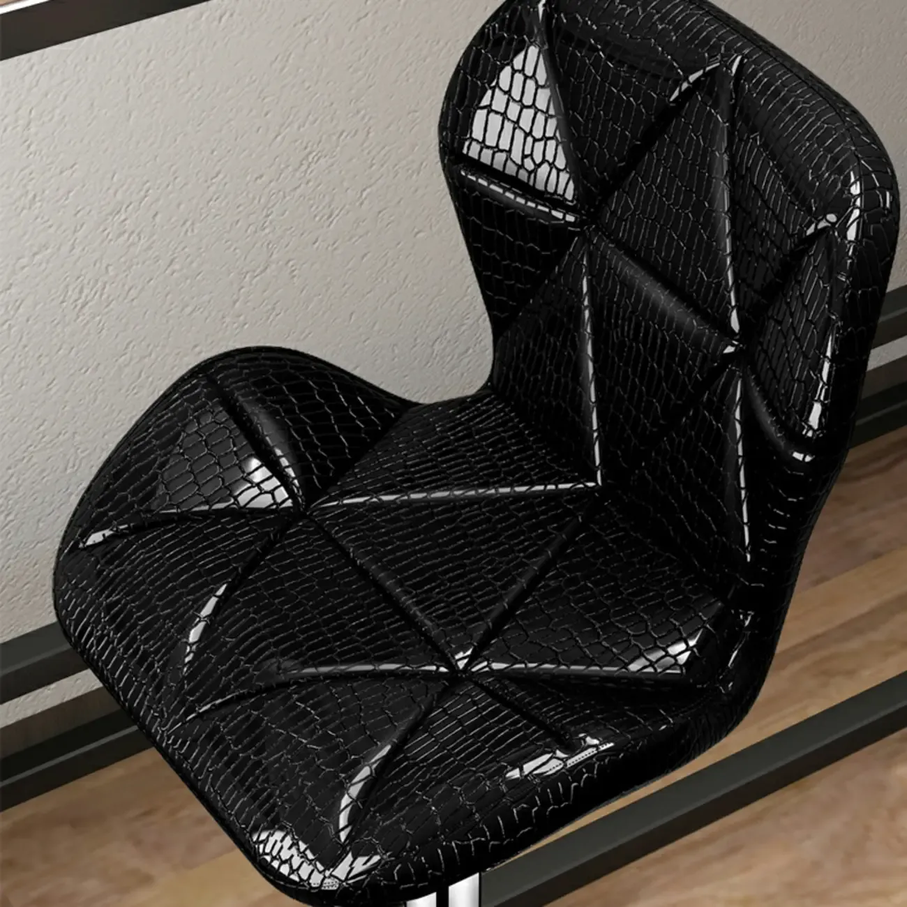 Square Adjustable Swivel Leather Bar Stools with Back Image - 10