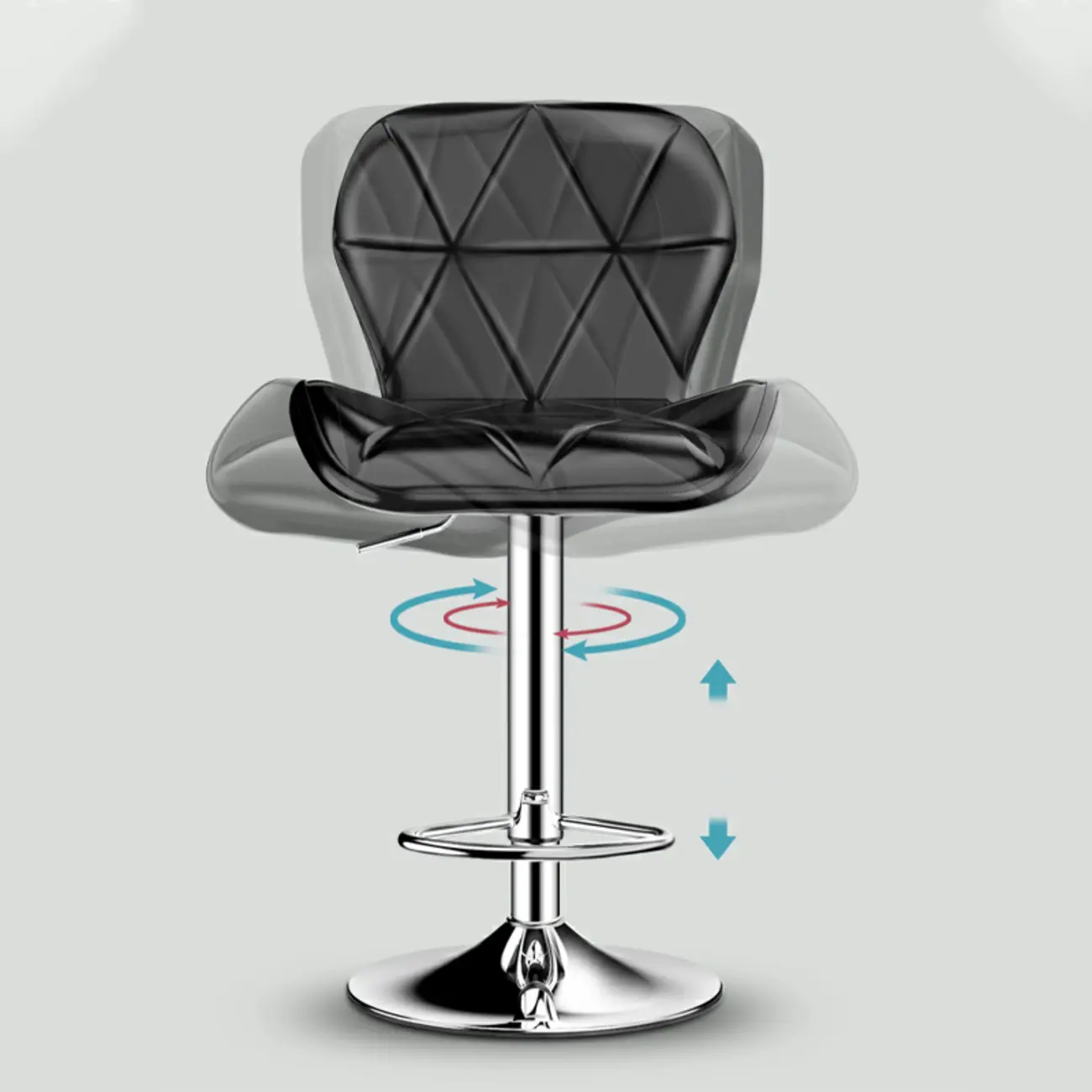 Square Adjustable Swivel Leather Bar Stools with Back Image - 7 | homeyfad