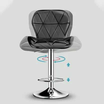 Square Adjustable Swivel Leather Bar Stools with Back Image - 7