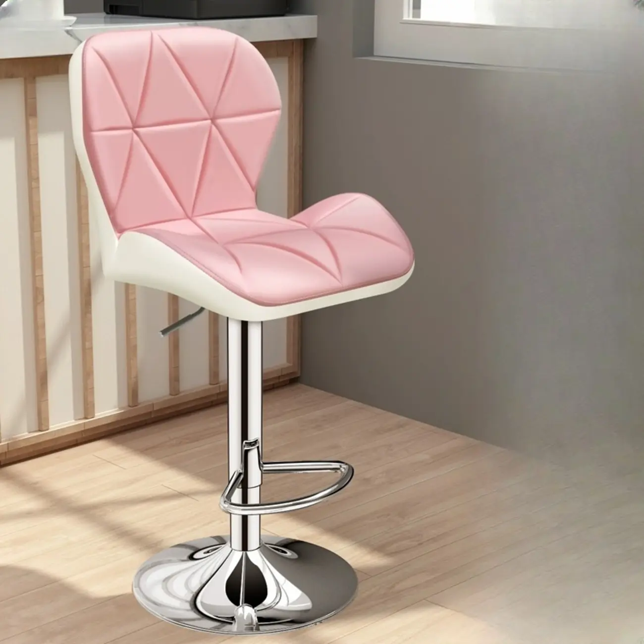 Square Adjustable Swivel Leather Bar Stools with Back Image - 18 | homeyfad