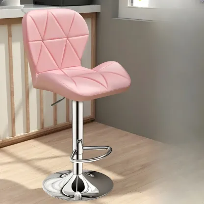 Square Adjustable Swivel Leather Bar Stools with Back Image - 21