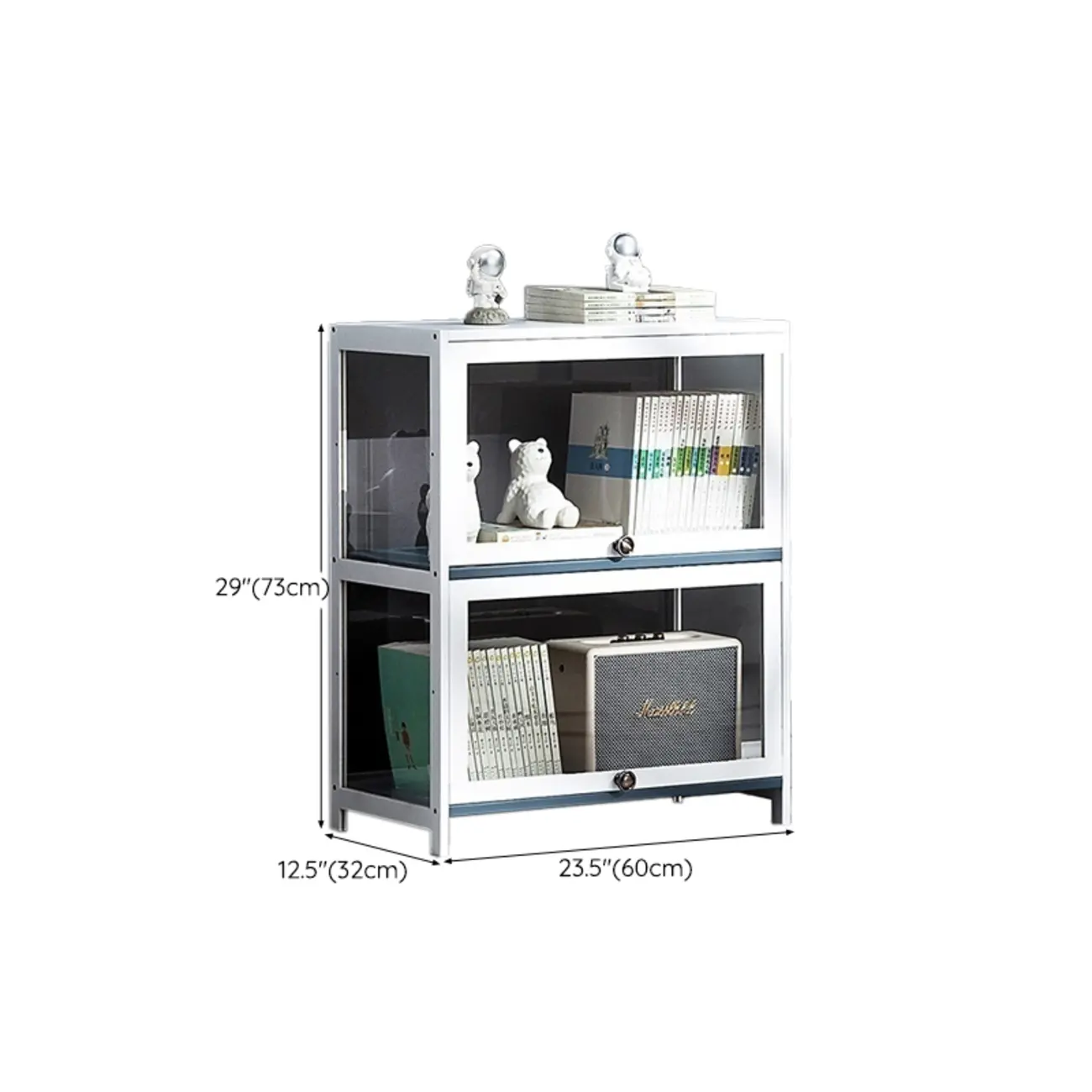 Modern White Bamboo Flip-Up Glass Display Cabinet #size | homeyfad