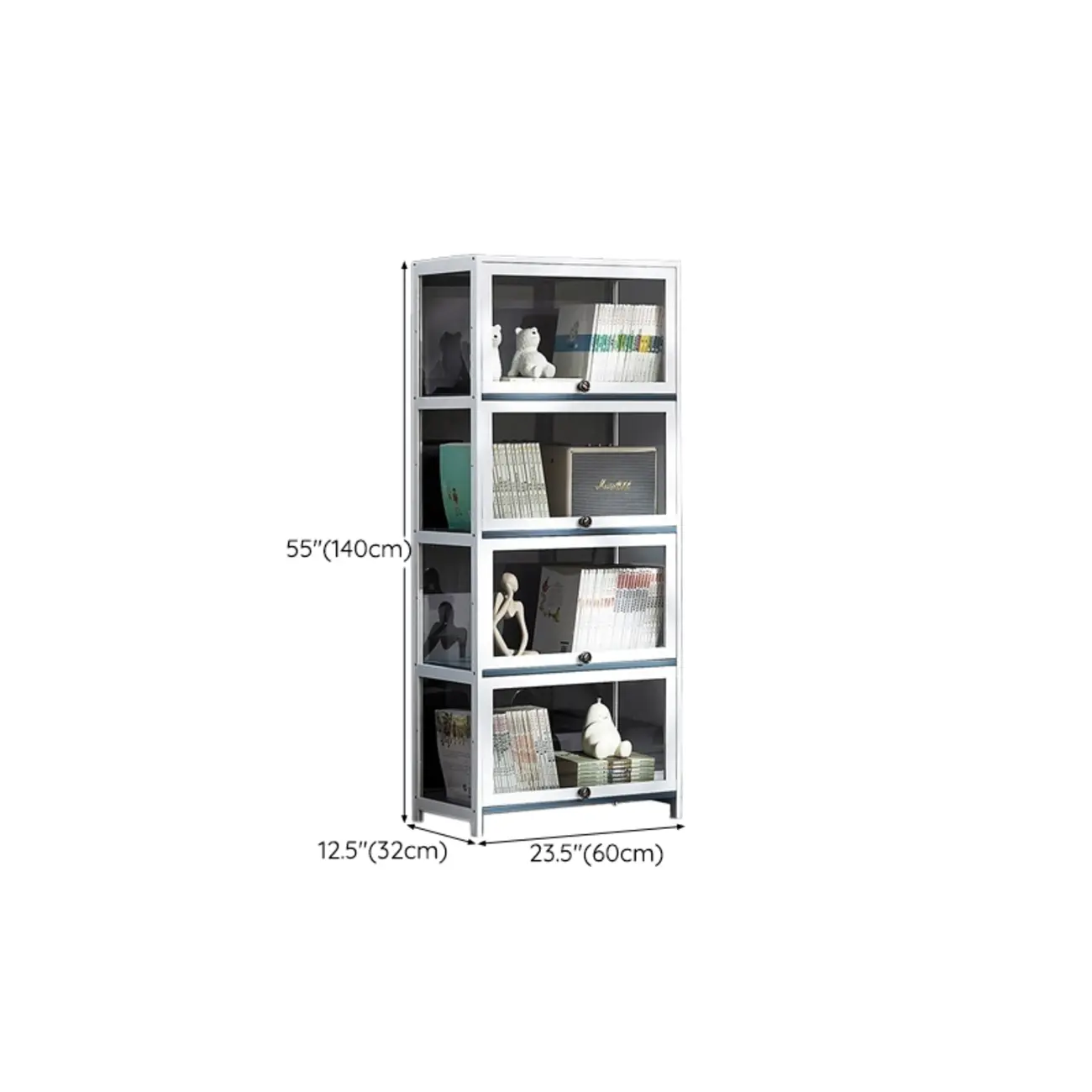Modern White Bamboo Flip-Up Glass Display Cabinet Image - 17 | homeyfad
