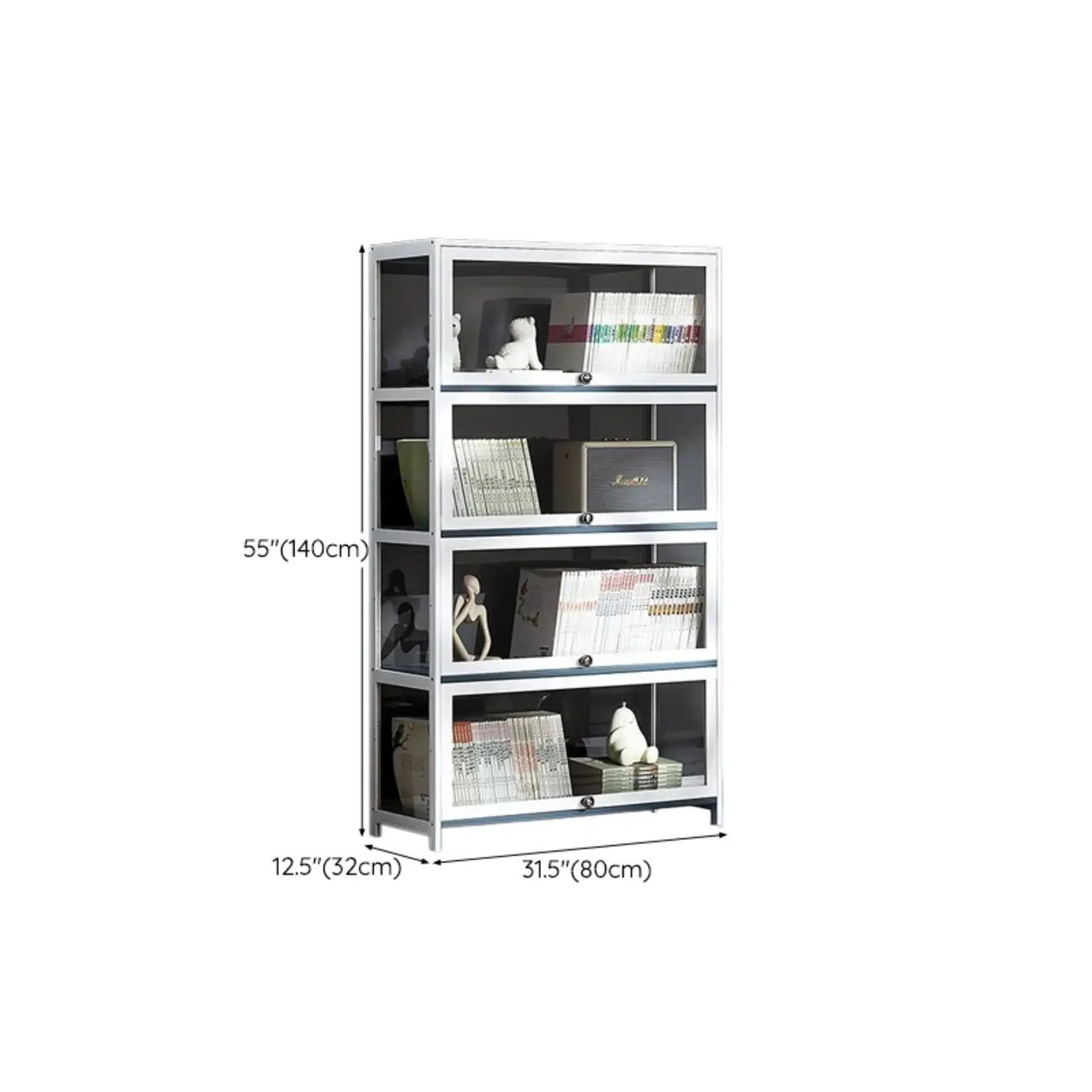 Modern White Bamboo Flip-Up Glass Display Cabinet Image - 18 | homeyfad