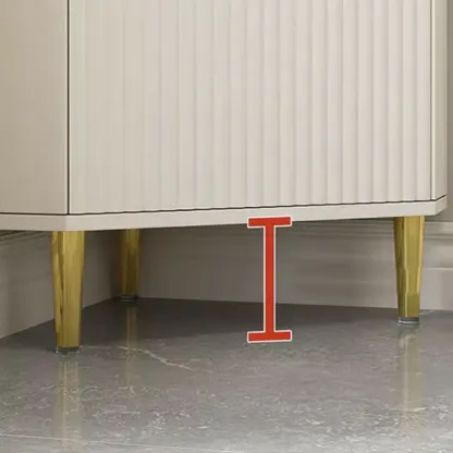 Elegant Faux Marble Top Striped Wooden Glass Corner Cabinet Image - 12