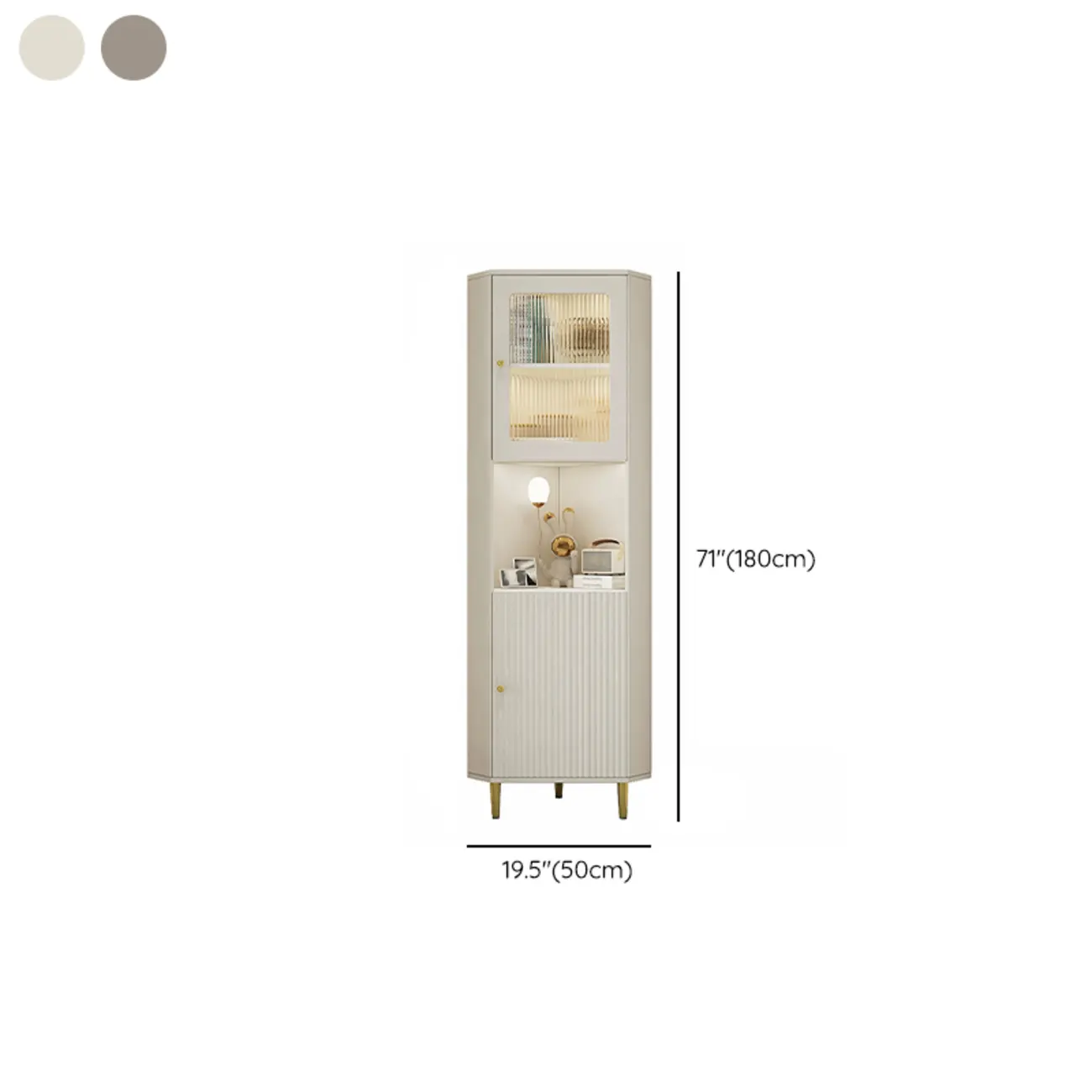 Elegant Faux Marble Top Striped Wooden Glass Corner Cabinet Image - 16 | homeyfad