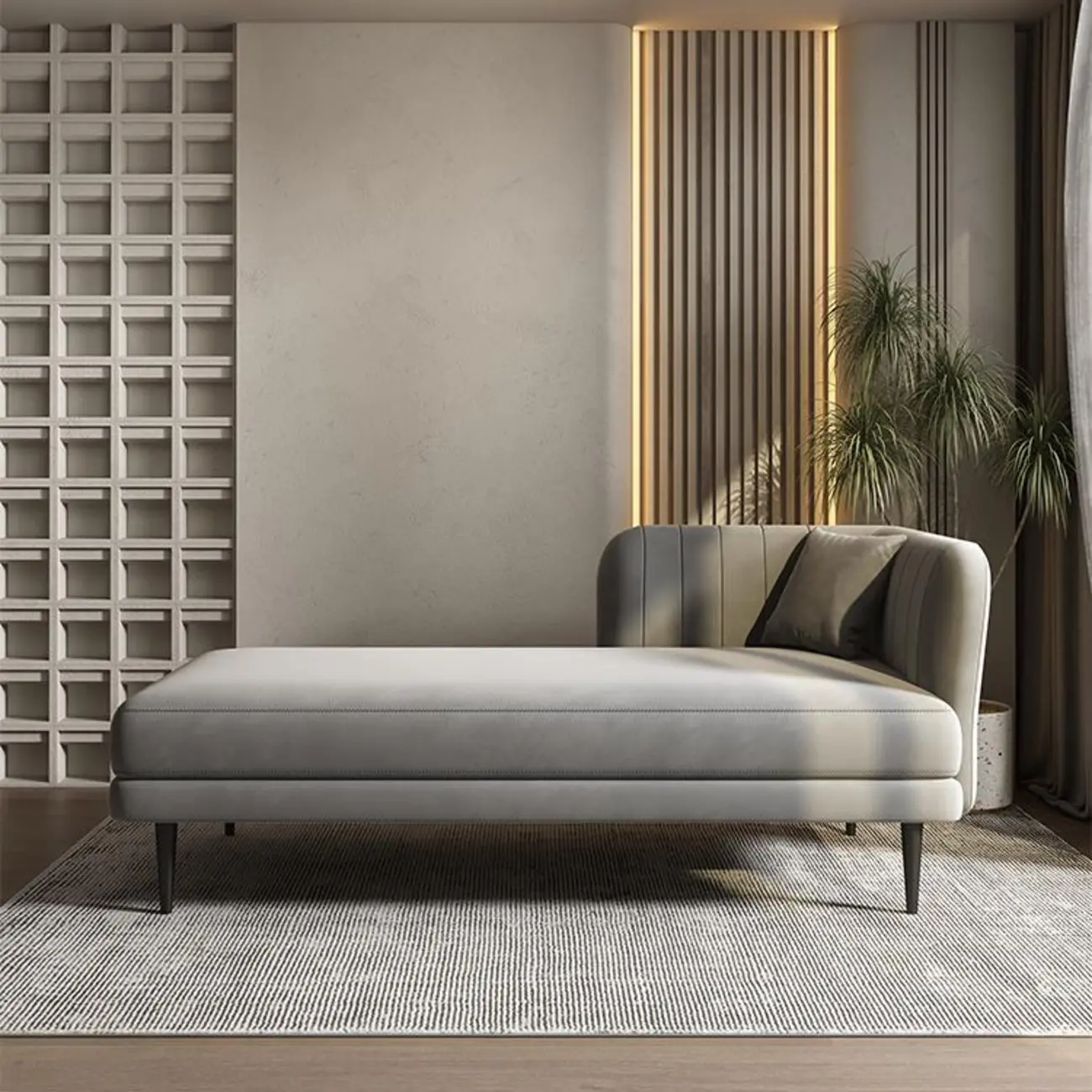 Elegant Linen Wood Right-Arm Chaise Lounge with Solid Color Image - 1 | homeyfad