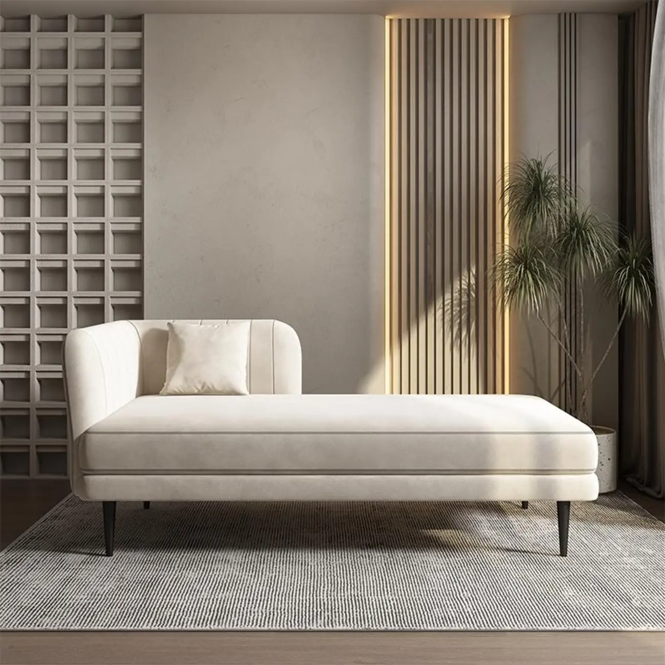 Elegant Linen Wood Right-Arm Chaise Lounge with Solid Color Image - 2 | homeyfad