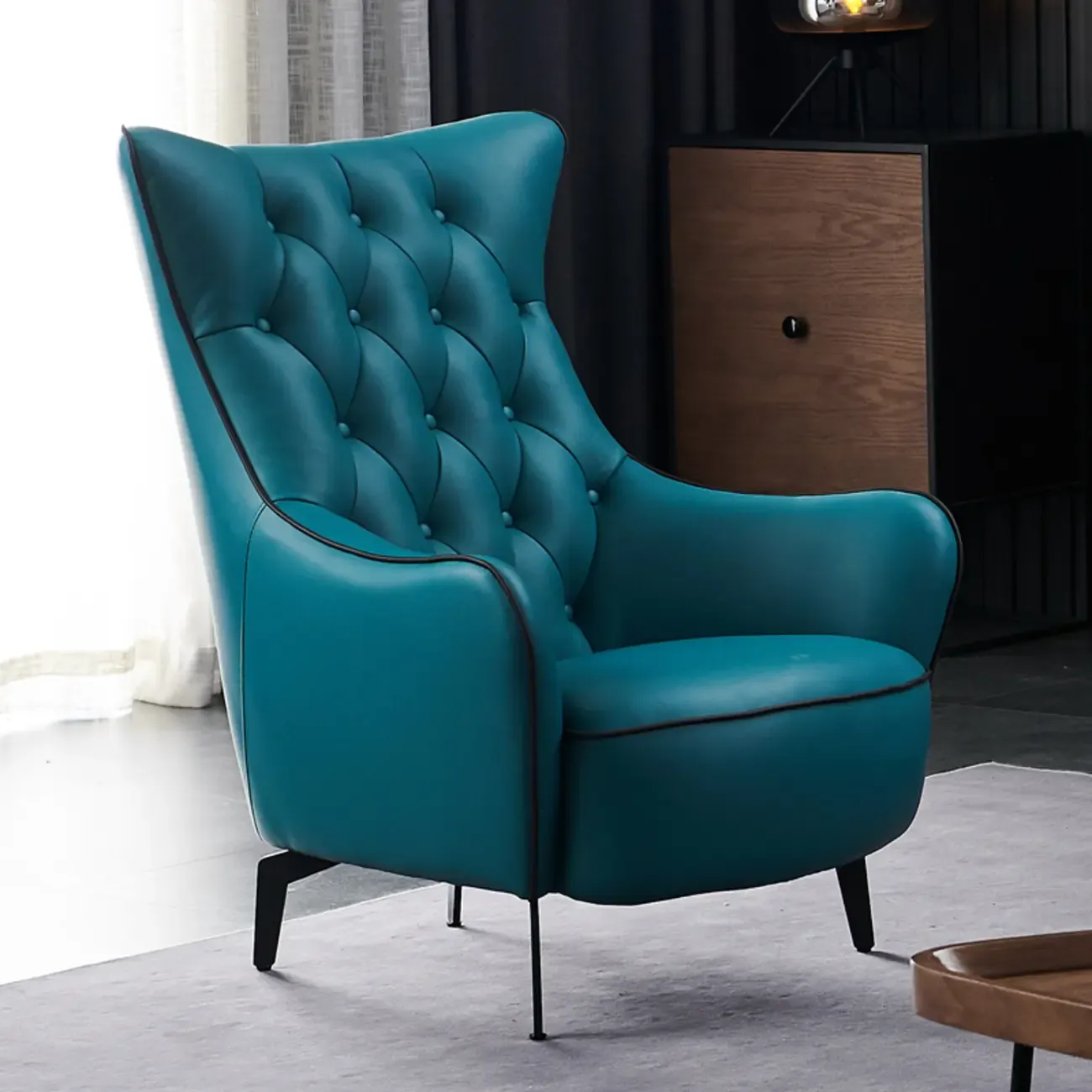 Modern Leather Accent Chair with High-Back Comfort for Home Image - 3