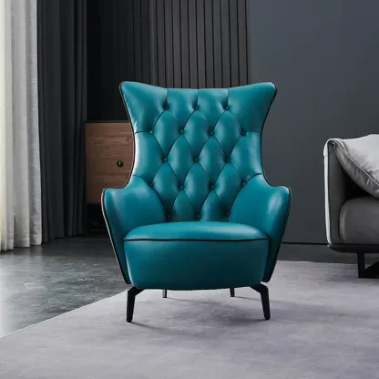 Modern Leather Accent Chair with High-Back Comfort for Home Image - 6