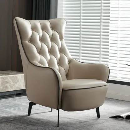 Modern Leather Accent Chair with High-Back Comfort for Home Image - 5