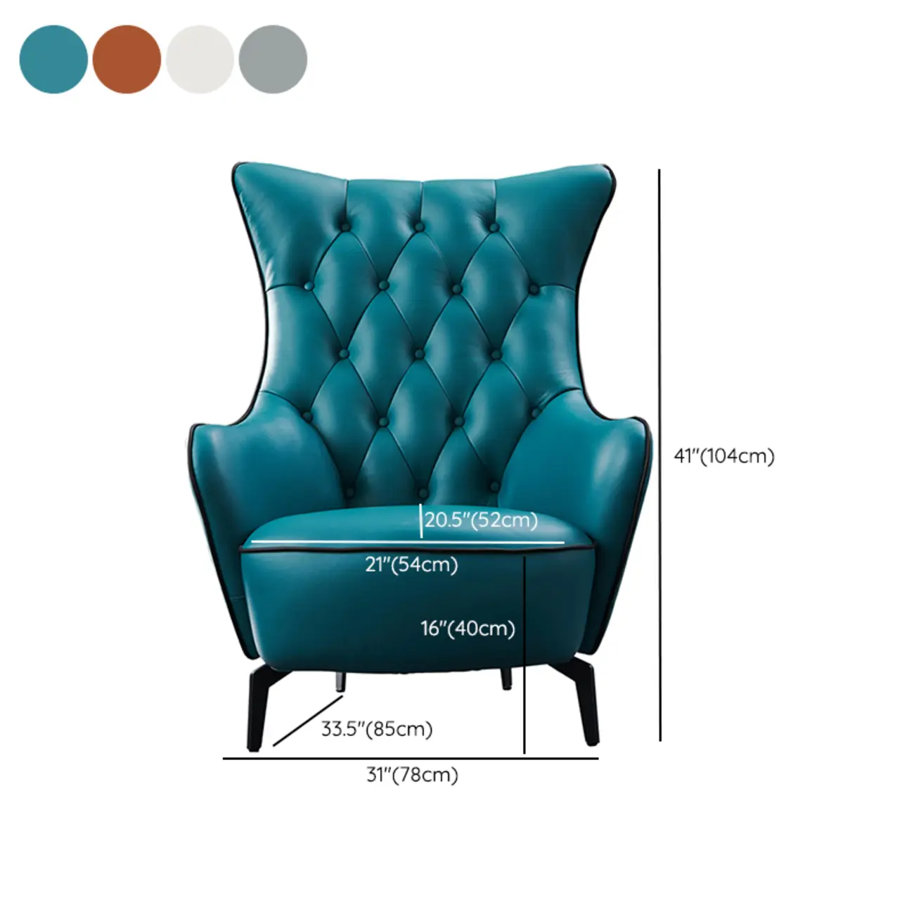 Modern Leather Accent Chair with High-Back Comfort for Home #size