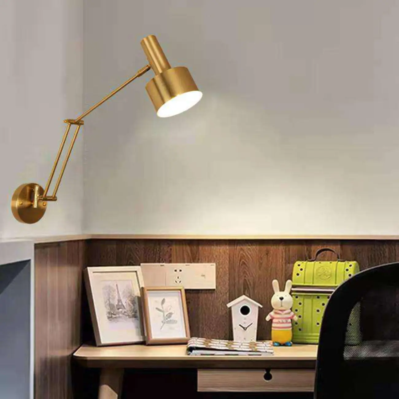 Vintage Adjustable Swing Arm Wall Light for Reading Nook Image - 1 | homeyfad