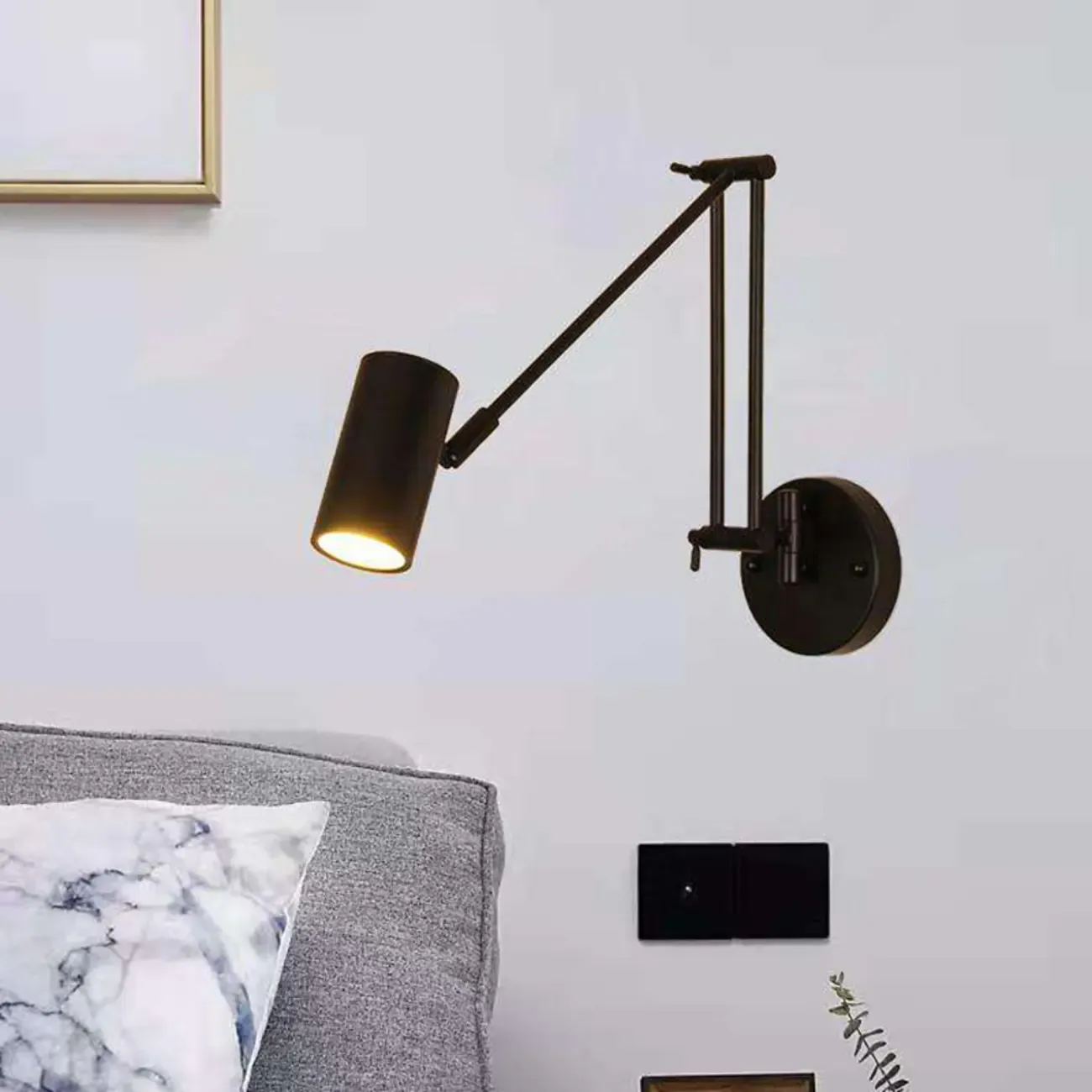 Vintage Adjustable Swing Arm Wall Light for Reading Nook Image - 4
